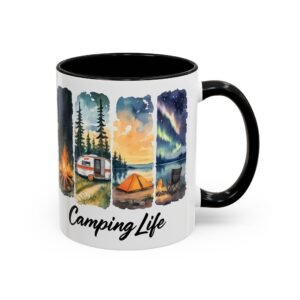Camping Life Accent Coffee Mug - 11oz & 15oz - Perfect for Outdoor Lovers