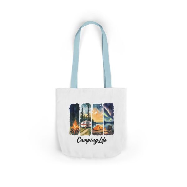 Camping Life Canvas Tote Bag with 5-Color Straps - Perfect for Adventure Lovers! - Image 10