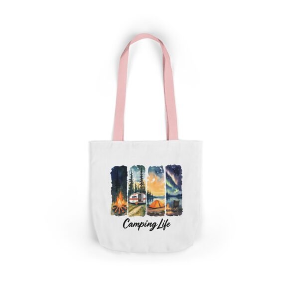 Camping Life Canvas Tote Bag with 5-Color Straps - Perfect for Adventure Lovers! - Image 14