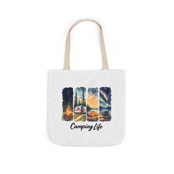 Camping Life Canvas Tote Bag with 5-Color Straps - Perfect for Adventure Lovers! - Image 42