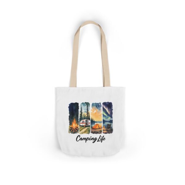 Camping Life Canvas Tote Bag with 5-Color Straps - Perfect for Adventure Lovers! - Image 2