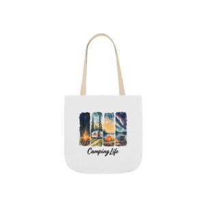 Camping Life Canvas Tote Bag with 5-Color Straps - Perfect for Adventure Lovers!