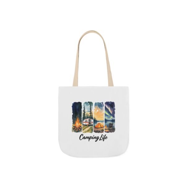 Camping Life Canvas Tote Bag with 5-Color Straps - Perfect for Adventure Lovers!