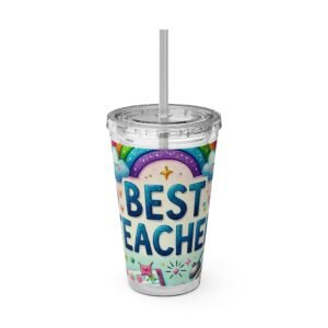 Best Teacher Sunsplash Tumbler with Straw - 16oz Insulated Cup for Teachers