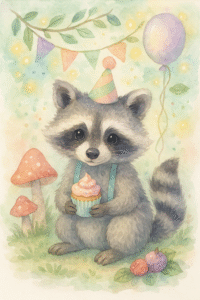 Raccoon Watercolor Print